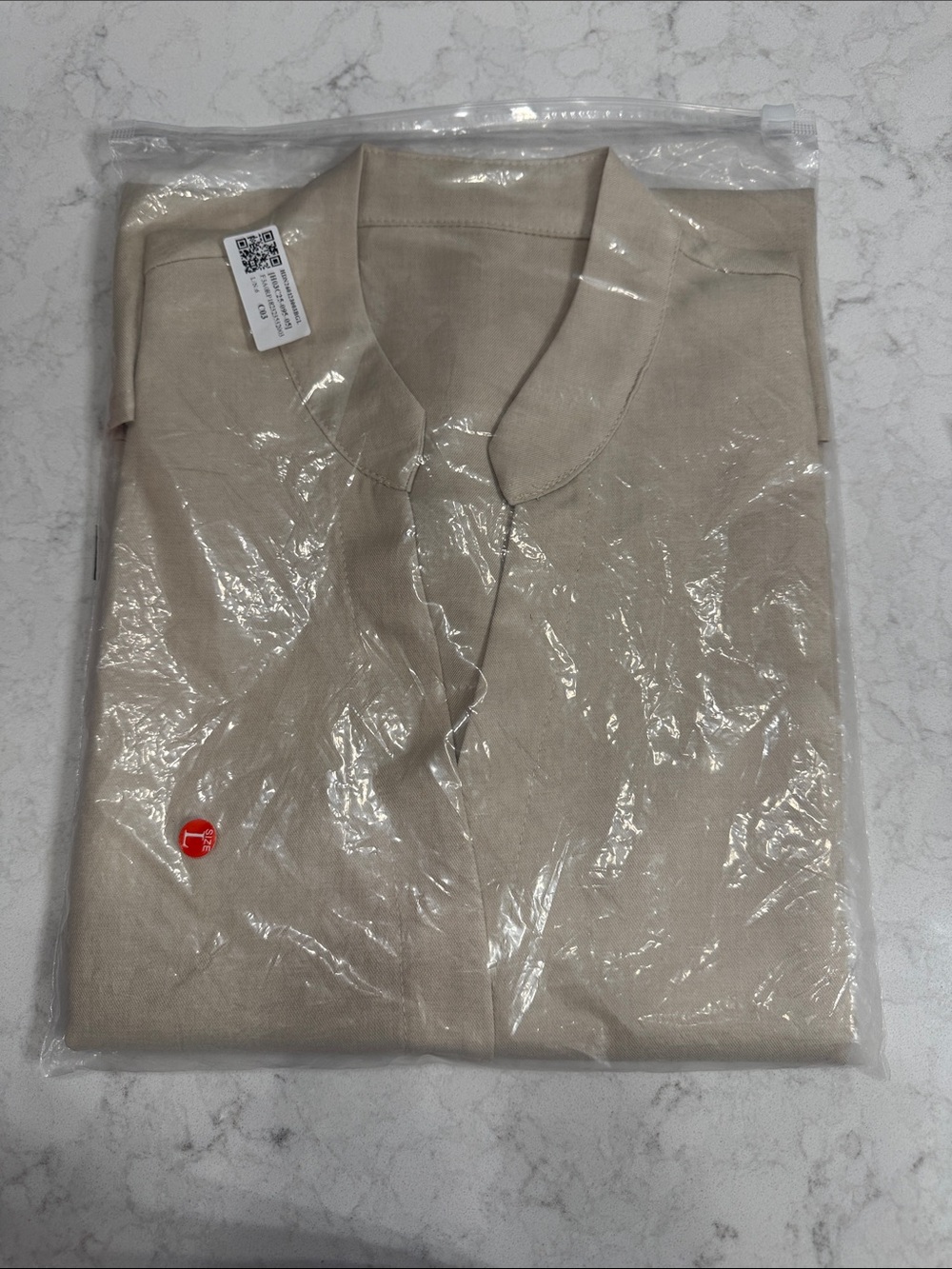 Neutral Beige Collared Shirt